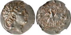 MACEDON. Kingdom of Macedon. Perseus, 179-168 B.C. AR Tetradrachm (15.41 gms), Pella or Amphipolis Mint, ca. 173-171 B.C. NGC Ch EF, Strike: 5/5 Surface: 4/5. HGC-3.1, 1094; Mamroth-38. Obverse: Diade
