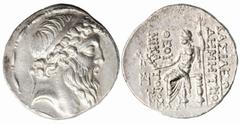 ANCIENT COINAGE-GREEK SELEUKID KINGDOM. Seleukid Kingdom. Demetrios II (Second Reign) 130-125 B.C. AR Tetradrachm (16.41 gms, Tarsus Mint). SNG Spaer-2203. Diademed, bearded head right./Zeus seated le