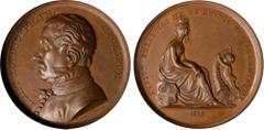 GREECE. President Georgios Kountouriotis Bronze Medal, "1825" (1836). NGC MS-64 Brown. Wurzbach-4694. By K. Lange. Diameter: 44mm. Greek War of Independence series. Obverse:&Bust left; Reverse: Scene 