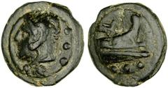 ANCIENT COINAGE-ROMAN REPUBLIC AE Aes Grave Quadrans (74.10 gms), ca. 225-217 B.C. Cr-35/4; S-582; Tv-54; Syd-75; Syd (Aes Grave)-4. Head of Herakles left./Prow of ship right. Dark patina, CHOICE VERY