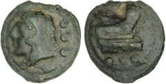 ANCIENT COINAGE-ROMAN REPUBLIC AE Aes Grave Quadrans (64.33 gms), ca. 225-217 B.C. Cr-35/4; S-582; Tv-54; Syd-75. Head of Herakles left./Prow of ship right. Cast on a somewhat out-of-round planchet. C