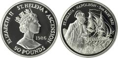 WORLD GOLD COINS-SAINT HELENA AND ASCENSION SAINT HELENA AND ASCENSION. 50 Pounds, 1986. Fr-2; KM-10. Struck in platinum. PROOF. Estimate $900-$1400