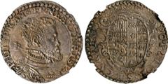 World Coins: India to USA ITALY. Naples & Sicily (Naples). 1/2 Ducato, ND (1554-56). Naples Mint. Filippo (Philip II of Spain). NGC MS-63. MIR-159. Obverse: Draped and armored bust right; Reverse: Cro