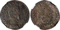 World Coins: India to USA ITALY. Naples & Sicily (Naples). Tari, ND (1554-56). Naples Mint. Filippo (Philip II of Spain). NGC MS-62. MIR-171. Weight: 5.97 gms. Obverse: Draped and armored bust right; 