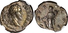 Ancient Coins DIDIUS JULIANUS, A.D. 193. AR Denarius (3.34 gms), Rome Mint. NGC VF, Strike: 4/5 Surface: 5/5. RIC-2; RSC-10. Obverse: Laureate head right; Reverse: Fortuna standing left, holding rudde