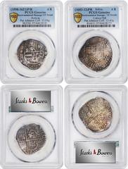 BOLIVIA. Duo of Cob 4 Reales (2 Pieces), 1598-1621. Potosi Mint. Philip III. Both PCGS Genuine--Environmental Damage, VF Details Certified. A rather intriguing pair of 4 Reales cobs. Despite the noted