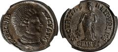 HELENA, A.D. 324-328/30. BI Nummus (3.89 gms), Antioch Mint, A.D. 325-326. NGC MS, Strike: 4/5 Surface: 4/5. RIC-80. Obverse: Diademed and draped bust right; Reverse: Securitas standing left, holding 