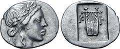 Greek Lykian League, Kragos AR Hemidrachm. 44-18 BC. Laureate head of Apollo to right; Λ behind, Y before / Kithara; K-P across fields; all within shallow incuse square. Troxell, Lycia, Period IV, 84;