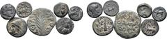 Greek Lot of 7 Greek & Judaean Æ Coins. 1. Ionia, Magnesia ad Maeandrum Æ 8mm. 3rd century BC. Horseman galloping to right, holding spear / Humped bull butting to left; MAΓ above, ΔION in exergue. Cf.