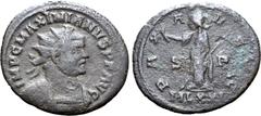 Roman Imperial Maximian BI Antoninianus. Struck under Carausius. London, AD 291-292. IMP C MAXIMIANVS P F AVG, radiate and cuirassed bust to right / PAX AVGGG, Pax standing to left, holding olive bran