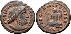 Roman Imperial Anonymous Æ Nummus. Alexandria, time of Maximinus II, AD 310-313. DEO SANCTO SARAPIDI, draped bust of Serapis to right, wearing modius / DEO SANCTO NILO, Nilus reclining to left, holdin
