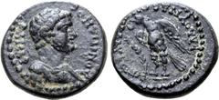 Roman Provincial Domitian, as Caesar, Æ 14mm of Blaundus, Lydia. AD 69-81. Ti Klaudios Phoinix, magistrate. ΔΟΜΙΤΙΑΝΟϹ ΚΑΙϹΑΡ, bare-headed, draped and cuirassed bust to right / ΒΛΑΟΥΝΔЄΩΝ ΤΙ ΚΛΑΥ ΦΟΙΝ