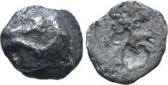 Greek Cyprus, Salamis AR 1/12 Stater. Evelthon 560-525 BC. Head of ram to left / Ankh within incuse circle. McGregor Group D.IX.a; Weber 7723; Tziambazis -; BMC, p. lxxxvi, 3b, pl. XXIII. 4. 0.65g, 9m