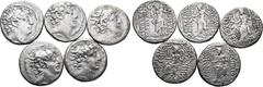 Greek Lot of 5 Seleukid Empire, Philip I Philadelphos AR Tetradrachms. Lot sold as seen - no returns. From the inventory of a German dealer.