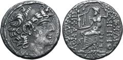 Roman Provincial Time of Octavian AR Tetradrachm of Antioch, Seleucis and Pieria. In the name and types of Seleucid king Philip I Philadelphus. Dated year 19 of the Caesarean Era, circa 31/30 BC. Diad
