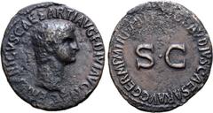 Roman Imperial Germanicus (brother of Claudius) Æ As. Rome, AD 50-54. GERMANICVS CAESAR TI AVG F DIVI AVG N, bare head to right / TI CLAVDIVS CAESAR AVG GERM P M TR P IMP P P around large SC. RIC I 10