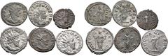 Roman Imperial Lot of 6 Roman Imperial AR & BI Antoniniani. Including: 1. Postumus AR Antoninianus. Treveri, AD 262-263. IMP C POSTVMVS P F AVG, radiate, draped and cuirassed bust to right / HERC PACI