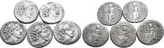 Greek Lot of 5 Seleukid Empire, Philip I Philadelphos AR Tetradrachms. Lot sold as seen - no returns. From the inventory of a German dealer.
