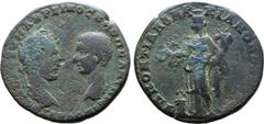 Roman Provincial Macrinus and Diadumenian Æ 26mm of Marcianopolis, Moesia Inferior. AD 217-218. Pontianus, consular legate. [AVT K OΠEΛ CE]V MAKPEINOC K M OΠEΛ ANTΩN[EINOC], laureate head of Macrinus 