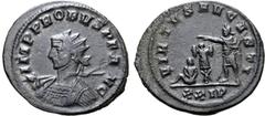 Probus Probus BI Antoninianus. Siscia, AD 278. IMP PROBVS P F AVG, radiate and cuirassed bust to left, holding spear / VIRTVS AVGVSTI, emperor facing, head to left, holding sceptre and crowning trophy