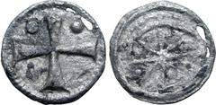Medieval and World Crusader States, Tripoli (County) BI Denier. Temp. Raymond II - Raymond III, circa 1149-1164. Cross pattée, pellet in two quarters / Crescent and eight-pointed star, pellet between 