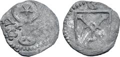 Medieval and World Romania, Moldavia (Principality). Petru III Aron BI Half Groat. Type Ib. 1451 - 1452 / 1454 - 1457. Facing bull's head; star above, rosette to left, crescent to right / Shield with 