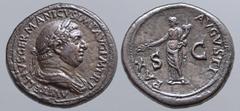 Roman Imperial Vitellius Æ Sestertius. Rome, AD 69. A VITELLIVS GERMANICVS IMP AVG P M TR P, laureate and draped bust to right / PAX AVGVSTI, Pax standing facing, head to left, holding branch and corn