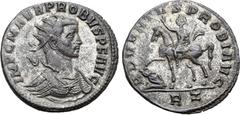 Probus Probus BI Antoninianus. Rome, AD 277. IMP C M AVR PROBVS P F AVG, radiate and cuirassed bust to right; divergent wreath ties of corona radiata / ADVENTVS PROBI AVG, emperor on horseback to left