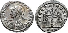 Probus Probus BI Antoninianus. Siscia, AD 277. IMP C M AVR PROBVS P F AVG, radiate, helmeted and cuirassed bust to left, holding spear and shield / VICTORIAE AVG, two Victories facing each other, clas