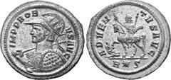 Probus Probus BI Antoninianus. Rome, AD 278. IMP PROBVS AVG, radiate, helmeted and cuirassed bust to left, holding spear and shield / ADVENTVS AVG, emperor on horseback to left, one hand raised and th