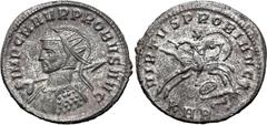 Probus Probus BI Antoninianus. Serdica, AD 280-281. IMP C M AVR PROBVS AVG, radiate, helmeted and cuirassed bust to left, holding spear and shield / VIRTVS PROBI AVG, emperor spearing and riding down 