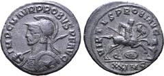 Probus Probus BI Antoninianus. Cyzicus, AD 281. IMP C M AVR PROBVS P F AVG, radiate, helmeted and cuirassed bust to left, holding spear and shield decorated with Gorgoneion / VIRTVS PROBI AVG, emperor