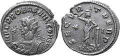 Probus Probus BI Antoninianus. Ticinum, AD 282. IMP C PROBVS AVG CONS V, radiate and mantled bust to left, holding eagle-tipped sceptre / SECVRIT PERP, Securitas standing facing, head to left, leaning