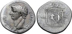 Roman Provincial Claudius AR Cistophorus of Asia Minor. Unattributed mint, AD 41-54. TI CLAVD CAES AVG, bare head to left / Distyle temple inscribed ROM ET AVG on entablature and containing figure of 
