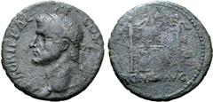 Roman Imperial Agrippa (grandfather of Caligula) Æ Mule As. With a reverse of Tiberius, as Caesar, from Lugdunum. Rome, after AD 14. M • AGRIPPA • L • F • COS • III, head to left, wearing rostral crow