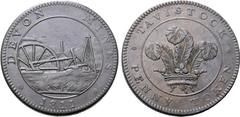 Medieval & World Great Britain, temp. Hanover. Tavistock Mines (Devon) CU Penny Token. 1811. ❀ DEVON MINES ❀, scene of the Tavistock Mines; date below / ❀ TAVISTOCK ❀ PENNY TOKEN, Prince of Wales's fe