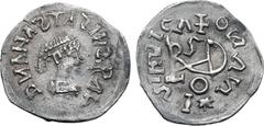 A Collection of Migratory Period Coins The Gepids in Sirmium, Pseudo-imperial AR 1/4 Siliqua. In the name of Anastasius I. Circa AD 520-540. D И ΛNΛƧTIƧVƧ P ΛV, pearl-diademed, draped and cuirassed bu