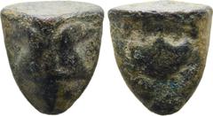 GREEK Sicily, Akragas Cast Æ Trias. Circa 440-430 BC. Two eagle foreparts back to back; [AK] below / Crab; [RA or PA] below. Three pellets (mark of value) on base. Westermark, Coinage 526; CNS 6; HGC 