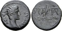 ROMAN PROVINCIAL Gaius Caesar (grandson of Augustus) Æ 15mm of Laodicea ad Lycum, Phrygia. Circa 5 BC. Antonius Polemon, magistrate. ΓΑΙΟΣ ΚΑΙΣΑΡ, bare head to right / Eagle standing facing spreading 