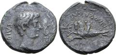 Roman Provincial Caligula Æ 18mm of Philadelphia, Lydia. AD 37-41. Kleandros, magistrate. ΓΑΙΟϹ ΚΑΙϹΑΡ, head to right / ΦΙΛΟΚΑΙϹΑΡ ΦΙΛΑΔЄΛΦЄWΝ [ΚΛЄΑΝΔΡΟϹ], Capricorn with cornucopiae to left, monogram
