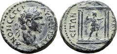 Roman Provincial Trajan Æ 19mm of Nacrasa, Lydia. AD 98-117. ΑΥ ΝЄΡ ΤΡΑΙΑΝΟΝ ϹЄ ΓЄΡ, laureate head to right / [ΝΑΚΡΑ]ϹΙΤΩΝ, tetrastyle temple, within which statue of Artemis standing to right, drawing