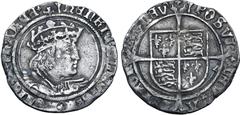 Medieval & World Great Britain, Tudor. Henry VIII AR Groat. Tower mint, 1526-1544. Second Issue, Laker bust E. hЄꞂRIC ˣ VIII ˣ D' ˣ G' ˣ R ˣ AGL ˣ Z ˣ FRAꞂCЄ (arrow), crowned bust to right / POSVI DEV