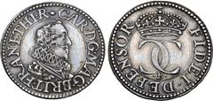 Medieval & World Great Britain, Stuart. Charles I AR Pattern 1/2 Groat. Tower mint, 1631-1632. Briot's first milled issue. CAR • D • G • MAG • BRIT • FRAN • ET • HI • R, bare-headed bust to right, wea