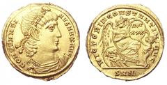 Constantine II AV 9 Siliquae (1 ½ Scripulum). Nicomedia, 337-340 AD. CONSTANTINVS MAX AVG, diademed, draped and cuirassed bust right / VICTORIA CONSTANTINI AVG, Victory seated left on cuirass holding 