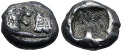 GREEK Kingdom of Lydia, Kroisos AR 1/12 Stater. Sardes, circa 561-546 BC. Confronted foreparts of lion to right and bull to left / Incuse square. GRPC Lydia S8; SNG Kayhan 1020-21; SNG von Aulock 2880