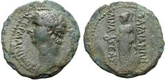 ROMAN PROVINCIAL Germanicus (adopted son of Tiberius), as Caesar, Æ 16mm of Sardis, Lydia. AD 19-38. Mnaseas, magistrate. ΓEPMANIKOΣ [KAIΣAP], bare head to left / ΣAPΔIANΩN MNAΣEAΣ, Athena standing to