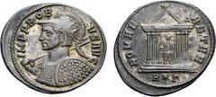 Probus Probus BI Antoninianus. Rome, AD 278. IMP PROBVS AVG, radiate, helmeted and cuirassed bust to left, holding spear and shield / ROMAE AETER, hexastyle temple with statue of Roma seated facing wi