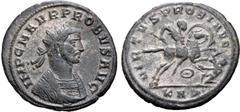 Probus Probus BI Antoninianus. Serdica, AD 280-281. IMP C M AVR PROBVS AVG, radiate bust to right, wearing imperial mantle / VIRTVS PROBI AVG, emperor on horseback galloping to right, spearing enemy w