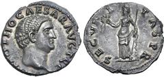 Roman Imperial Otho AR Denarius. Rome, AD 69. IMP M OTHO CAESAR AVG TR P, bare head to right / SECVRITAS P R, Securitas standing to left, holding wreath and sceptre. RIC I 8; BMCRE 17; Muona Group 1, 