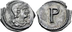 The Campostella Collection Commemorative Series AR Third Siliqua. Struck under Constantine I. Constantinople, circa AD 330. Helmeted and draped bust of Roma to right / Large P. Bendall Type 2; RIC -; 